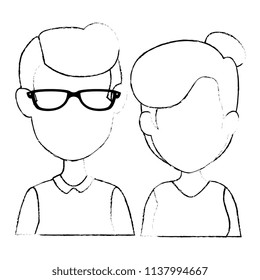 young couple avatars characters