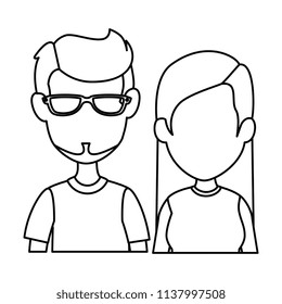 young couple avatars characters