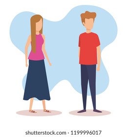 young couple avatars characters