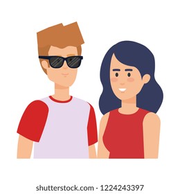 young couple avatars characters