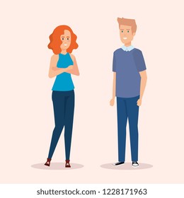 young couple avatars characters