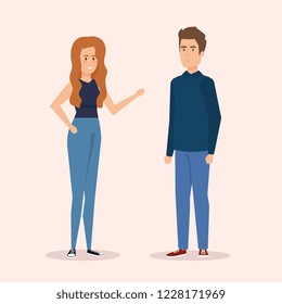 young couple avatars characters