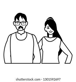 young couple avatars characters