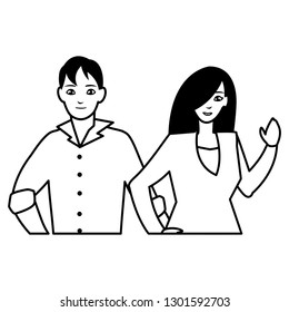young couple avatars characters