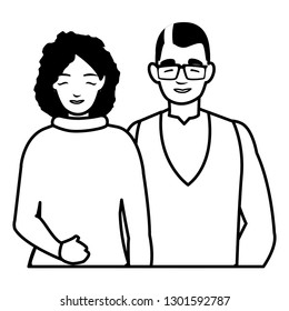 young couple avatars characters