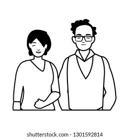 young couple avatars characters