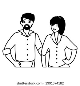 young couple avatars characters