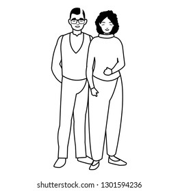 young couple avatars characters