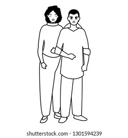 young couple avatars characters
