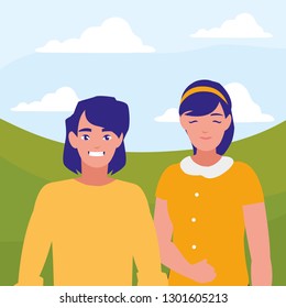 young couple avatars characters
