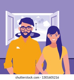 young couple avatars characters