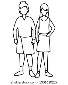 young couple avatars characters