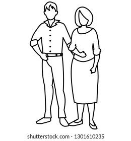 young couple avatars characters