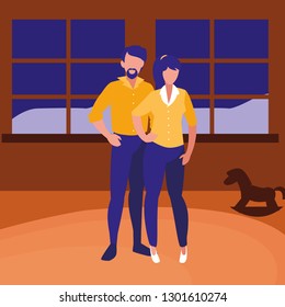 young couple avatars characters