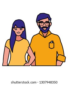 young couple avatars characters