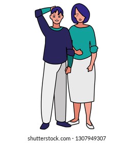 young couple avatars characters