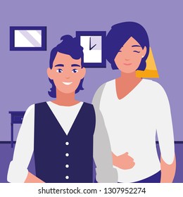 young couple avatars characters