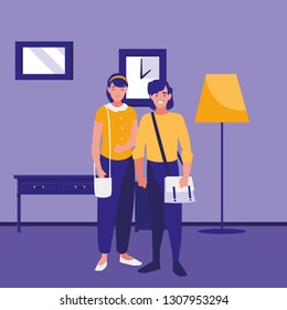 young couple avatars characters
