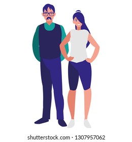 young couple avatars characters
