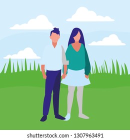 young couple avatars characters