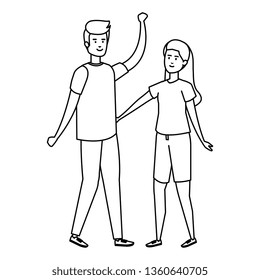 young couple avatars characters