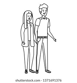 young couple avatars characters
