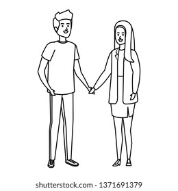 young couple avatars characters