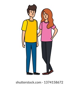 young couple avatars characters