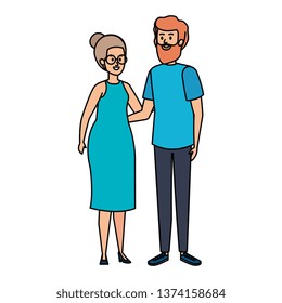 young couple avatars characters
