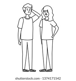 young couple avatars characters