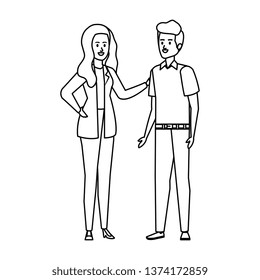 young couple avatars characters