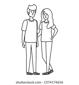 young couple avatars characters