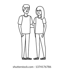 young couple avatars characters