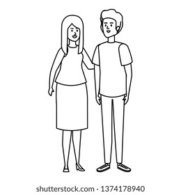 young couple avatars characters