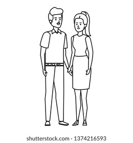young couple avatars characters