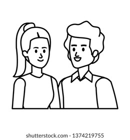 young couple avatars characters