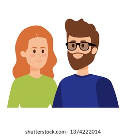 young couple avatars characters