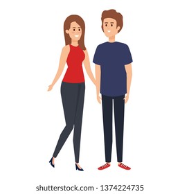 young couple avatars characters