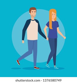young couple avatars characters