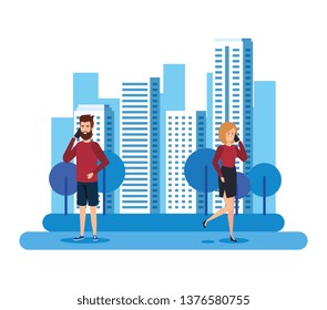 young couple avatars characters