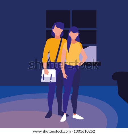 young couple avatars characters