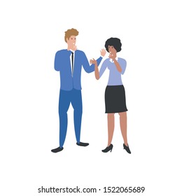 young couple avatars characters icon vector illustration design