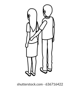 young couple avatars characters isometric
