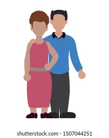 young couple avatars characters vector illustration