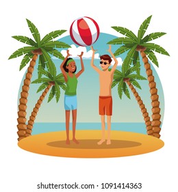 Young couple in the beach