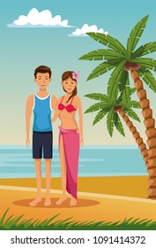 Young couple in the beach