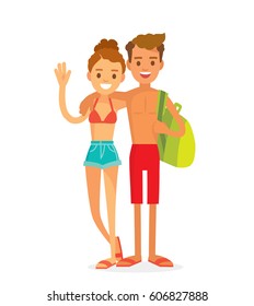 Joven pareja en la playa