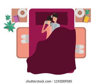 young couple in bed avatar character