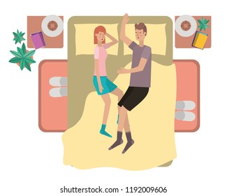 young couple in bed avatar character