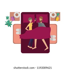 young couple in bed avatar character